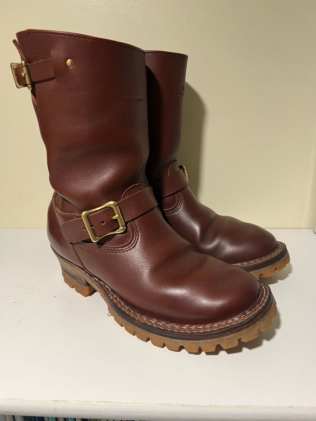 Photo by wcurry_1 on April 5, 2024 of the White's Nomad Engineer Boots in Seidel Red Dog Oil Tan.