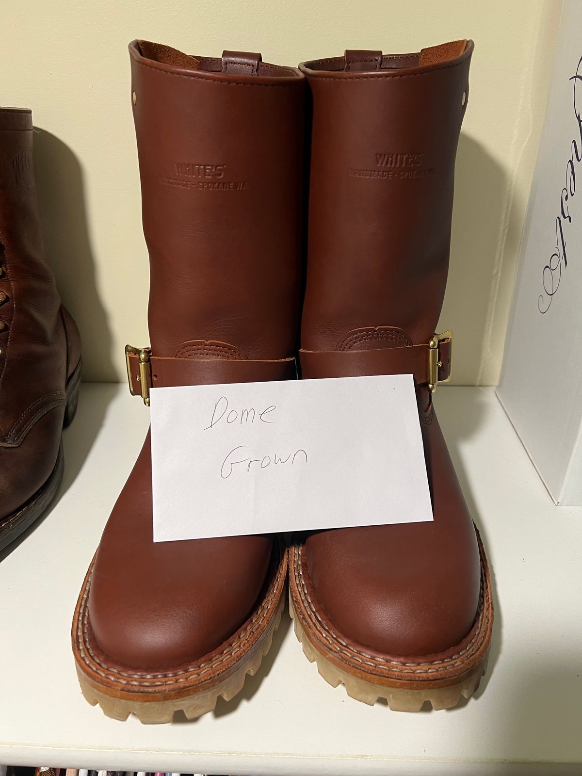 Photo by wcurry_1 on November 1, 2023 of the White's Nomad Engineer Boots in Seidel Red Dog Oil Tan.