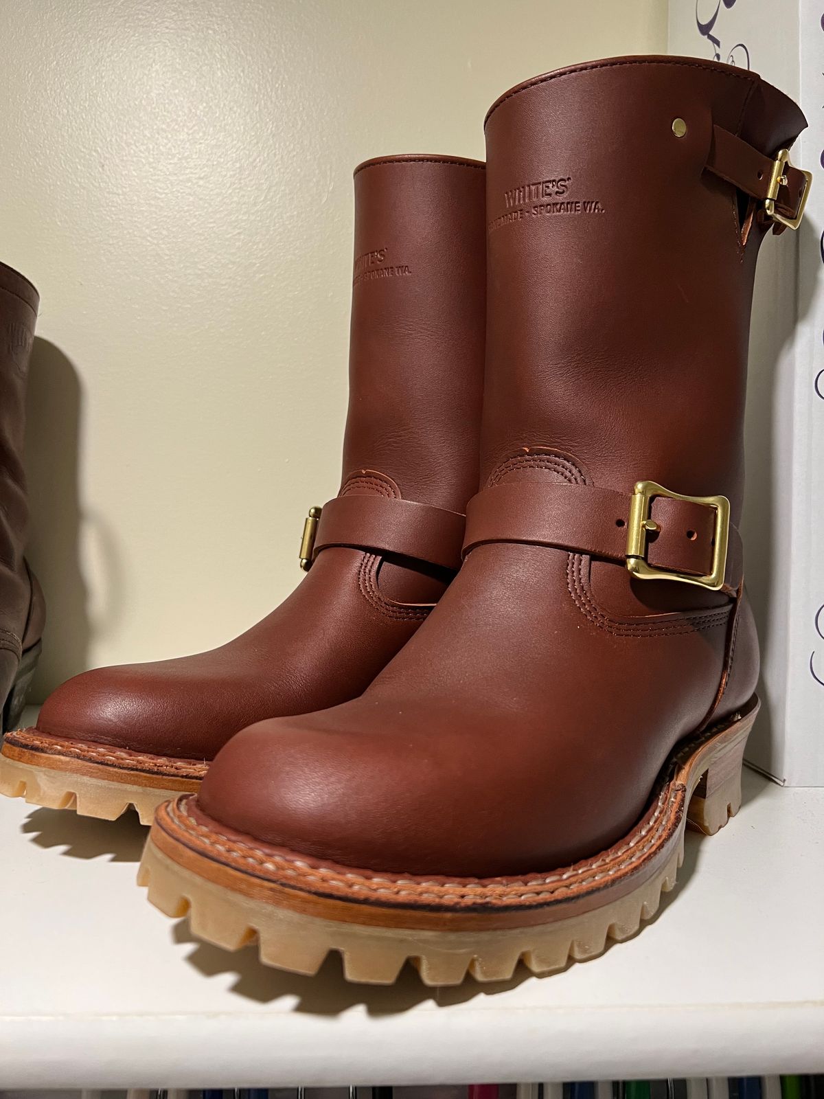 Photo by wcurry_1 on November 1, 2023 of the White's Nomad Engineer Boots in Seidel Red Dog Oil Tan.