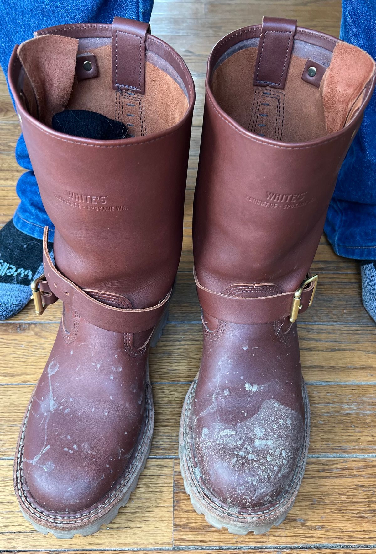Photo by wcurry_1 on December 1, 2023 of the White's Nomad Engineer Boots in Seidel Red Dog Oil Tan.