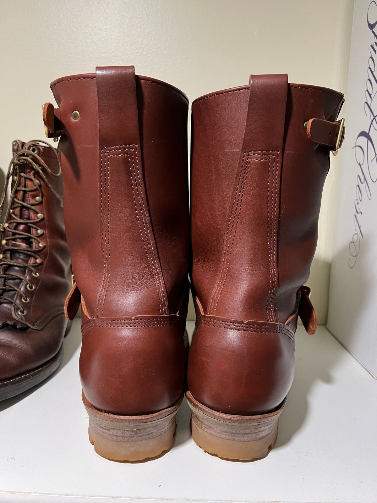 Photo by wcurry_1 on December 1, 2023 of the White's Nomad Engineer Boots in Seidel Red Dog Oil Tan.
