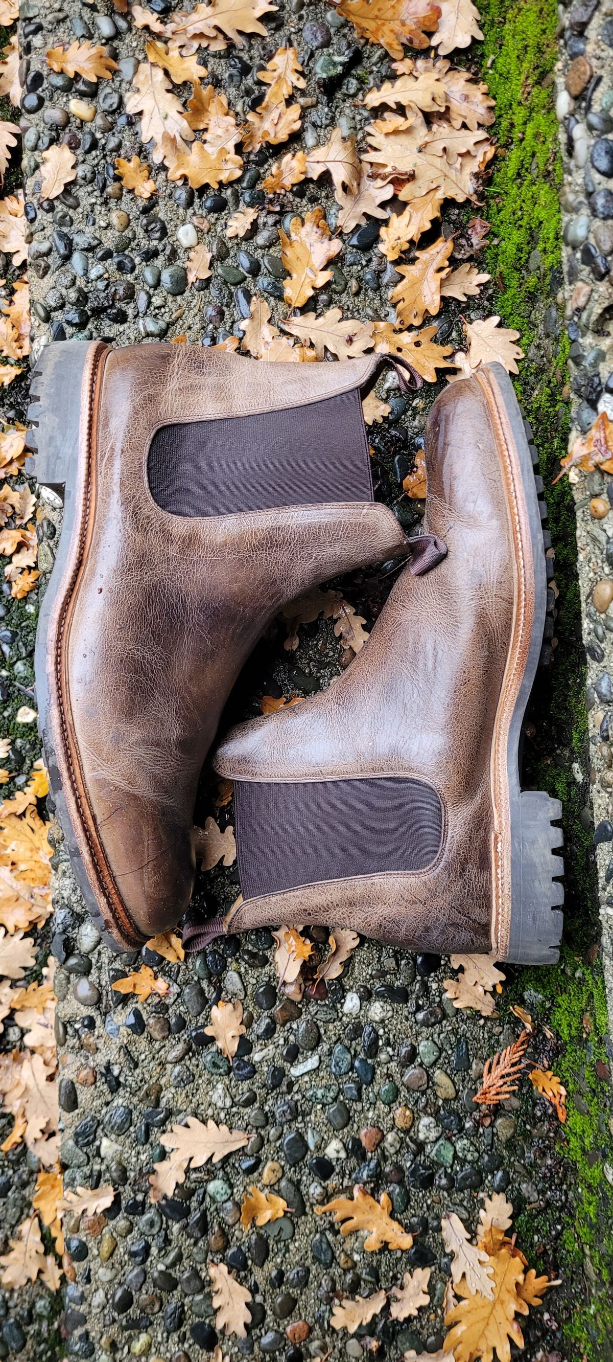 Photo by Argyle89 on December 4, 2023 of the Meermin Chelsea Boot in C.F. Stead Gaucho Waxy Kudu.