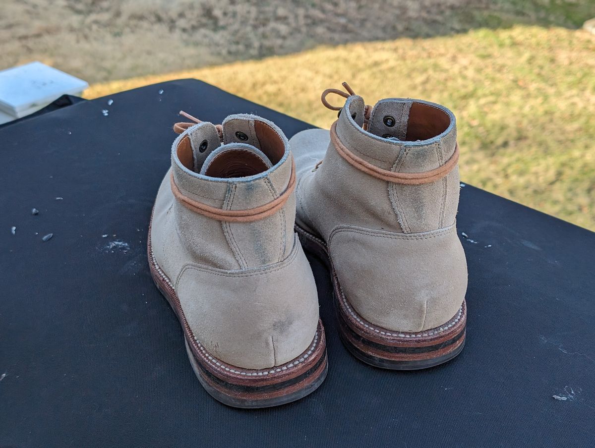 Photo by adroz7 on February 5, 2024 of the Grant Stone Diesel Boot in C.F. Stead Tan Repello Calf Suede.