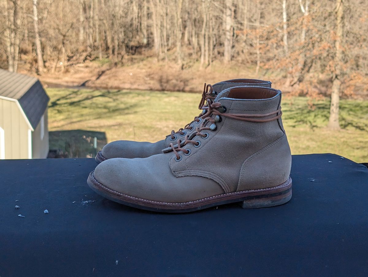Photo by adroz7 on February 5, 2024 of the Grant Stone Diesel Boot in C.F. Stead Tan Repello Calf Suede.
