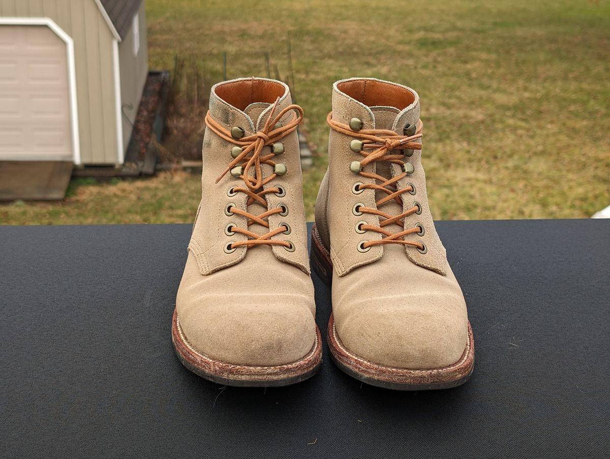 Photo by adroz7 on March 5, 2024 of the Grant Stone Diesel Boot in C.F. Stead Tan Repello Calf Suede.