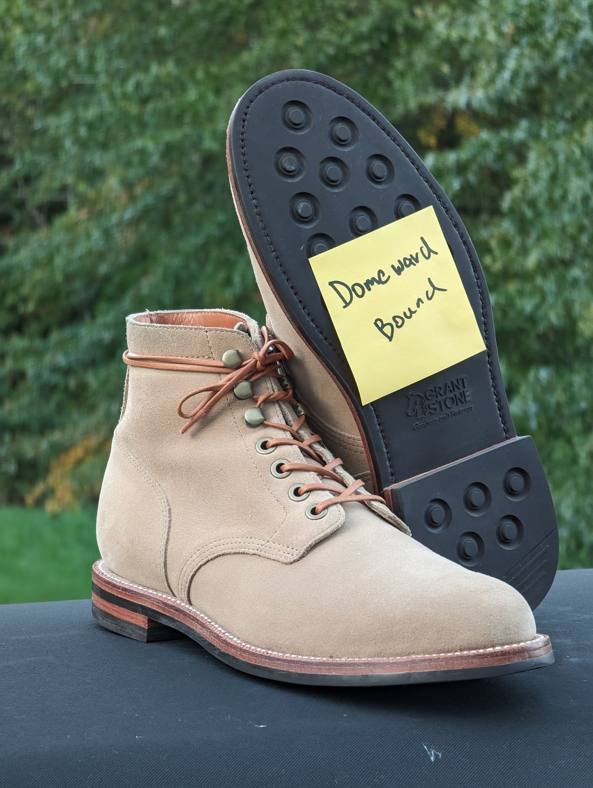 Photo by adroz7 on October 1, 2023 of the Grant Stone Diesel Boot in C.F. Stead Tan Repello Calf Suede.