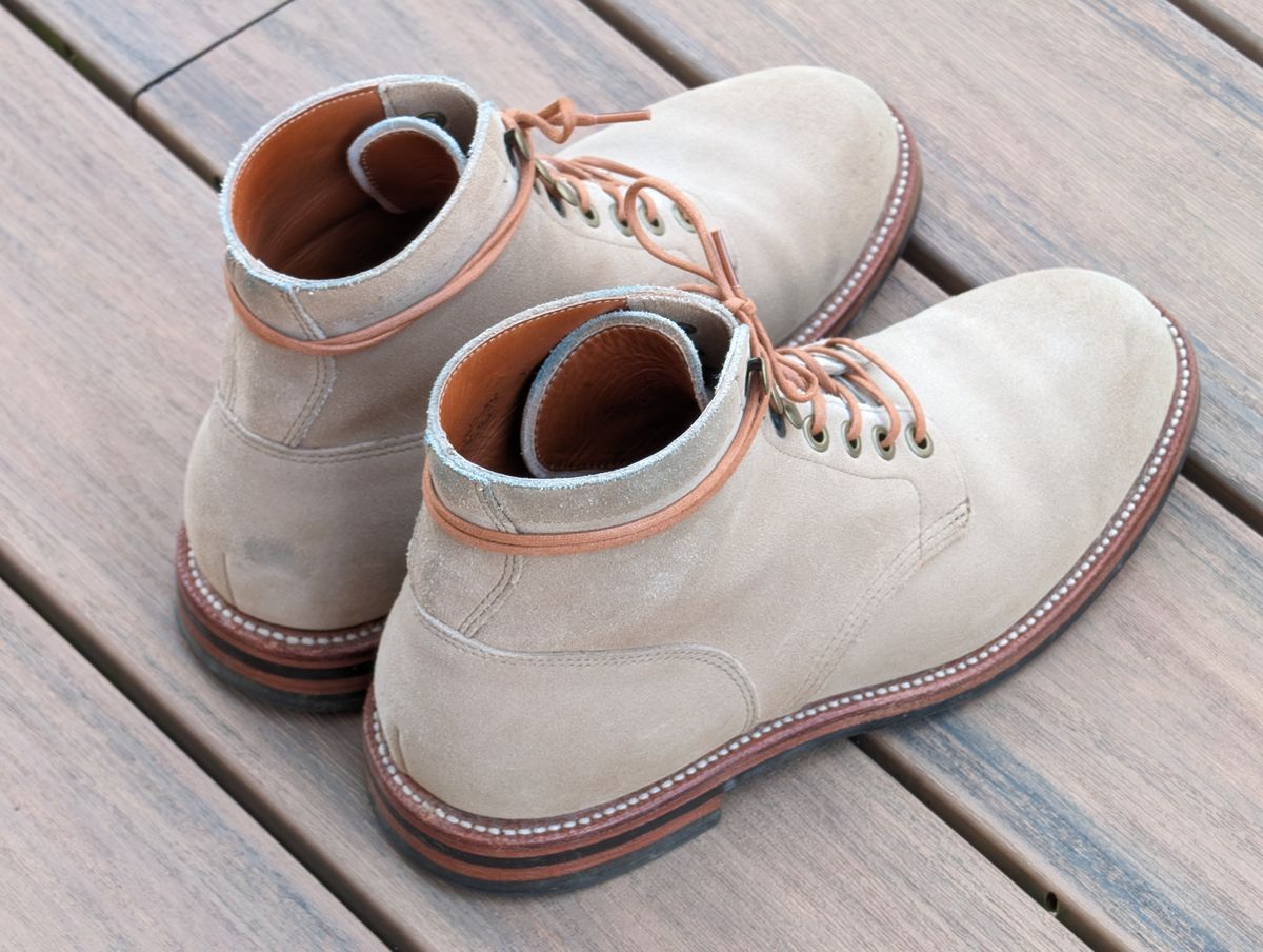 Photo by adroz7 on November 1, 2023 of the Grant Stone Diesel Boot in C.F. Stead Tan Repello Calf Suede.