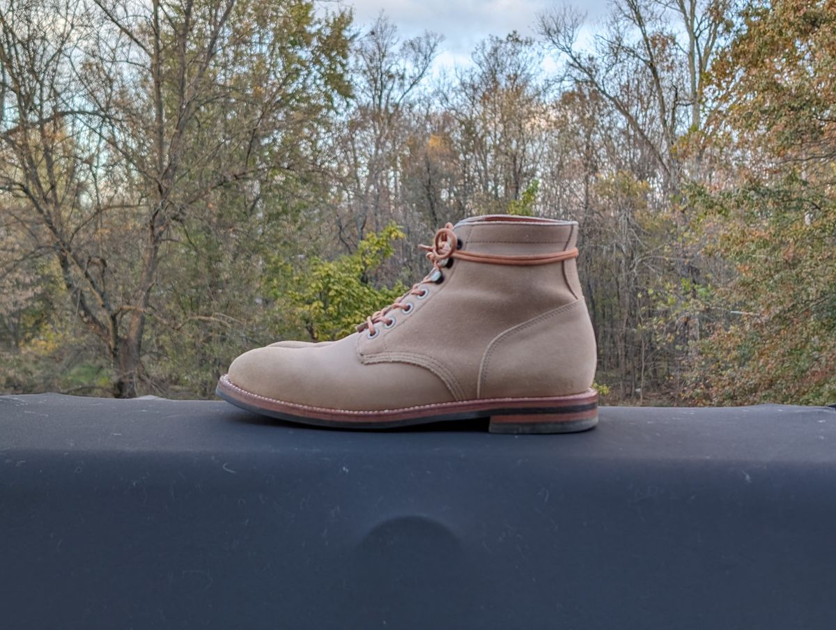 Photo by adroz7 on November 1, 2023 of the Grant Stone Diesel Boot in C.F. Stead Tan Repello Calf Suede.