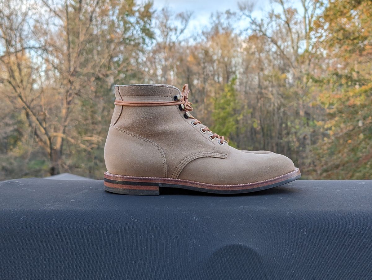 Photo by adroz7 on November 1, 2023 of the Grant Stone Diesel Boot in C.F. Stead Tan Repello Calf Suede.