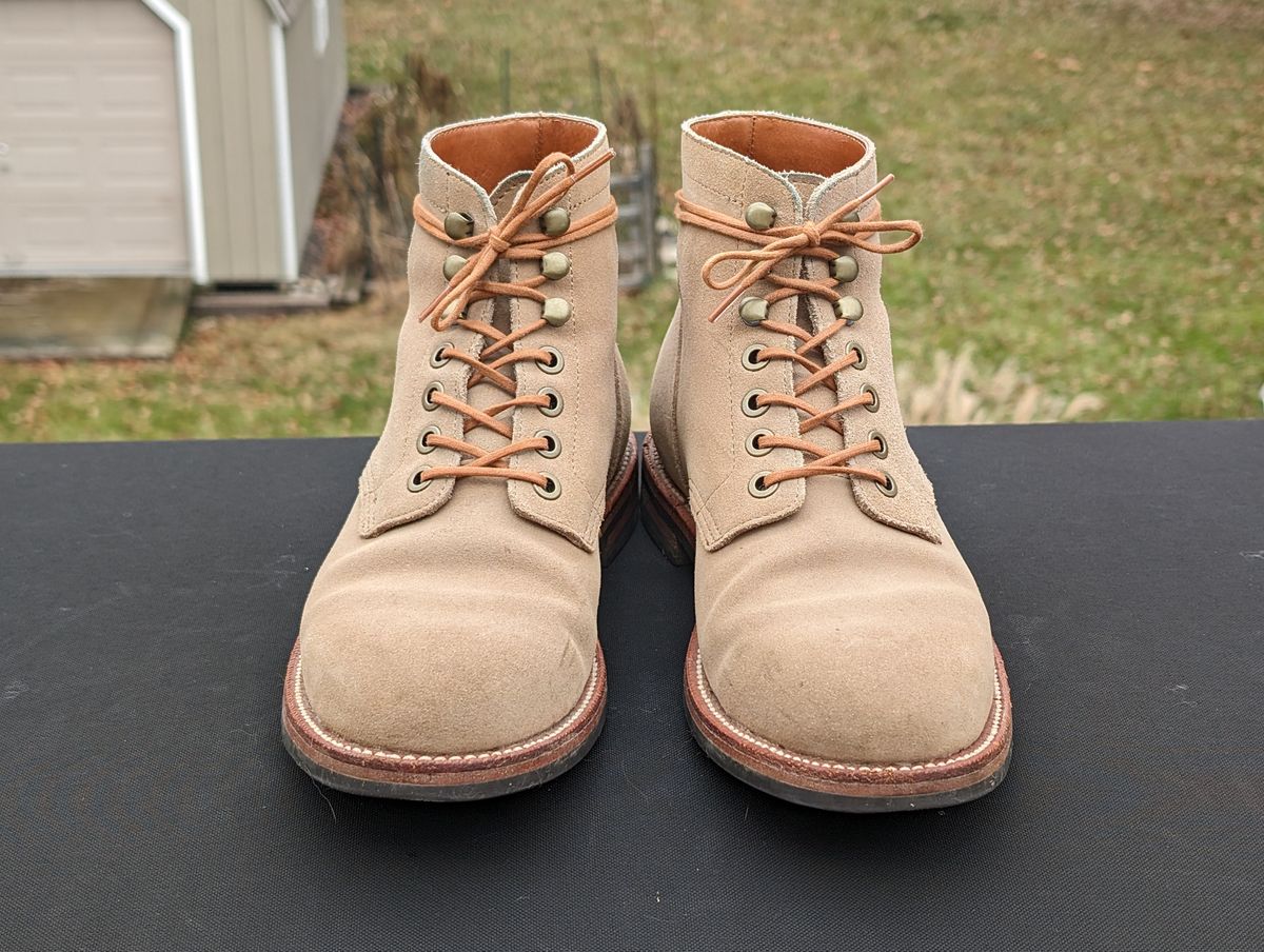 Photo by adroz7 on December 5, 2023 of the Grant Stone Diesel Boot in C.F. Stead Tan Repello Calf Suede.