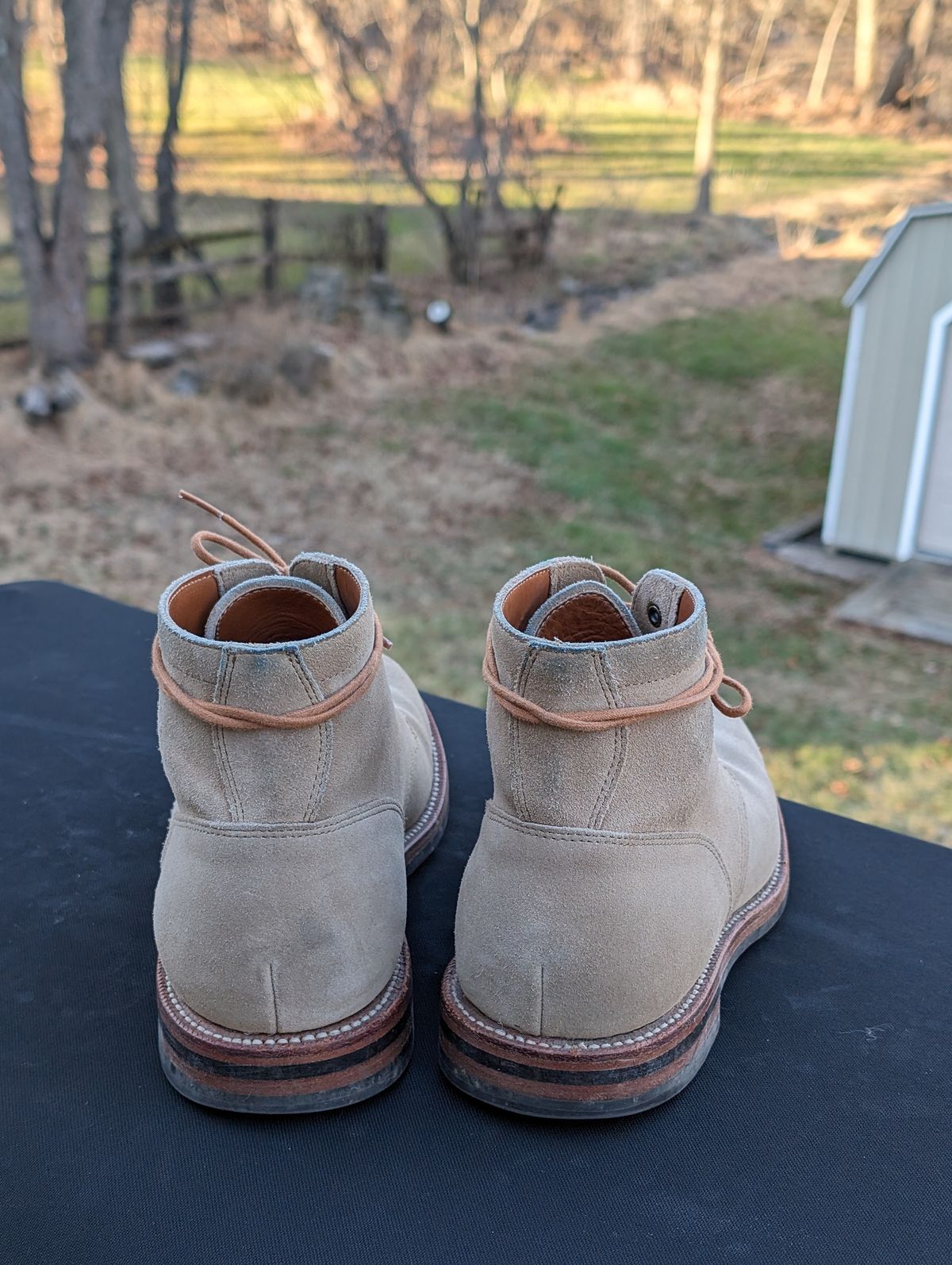 Photo by adroz7 on January 5, 2024 of the Grant Stone Diesel Boot in C.F. Stead Tan Repello Calf Suede.