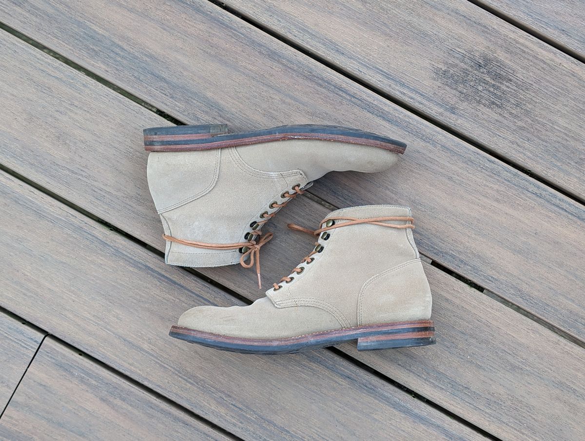 Photo by adroz7 on January 5, 2024 of the Grant Stone Diesel Boot in C.F. Stead Tan Repello Calf Suede.
