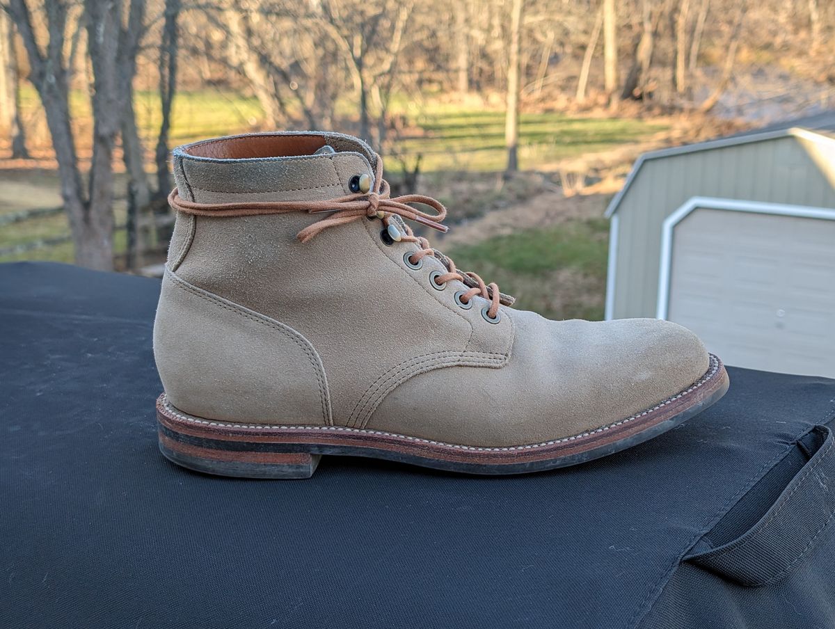 Photo by adroz7 on January 5, 2024 of the Grant Stone Diesel Boot in C.F. Stead Tan Repello Calf Suede.