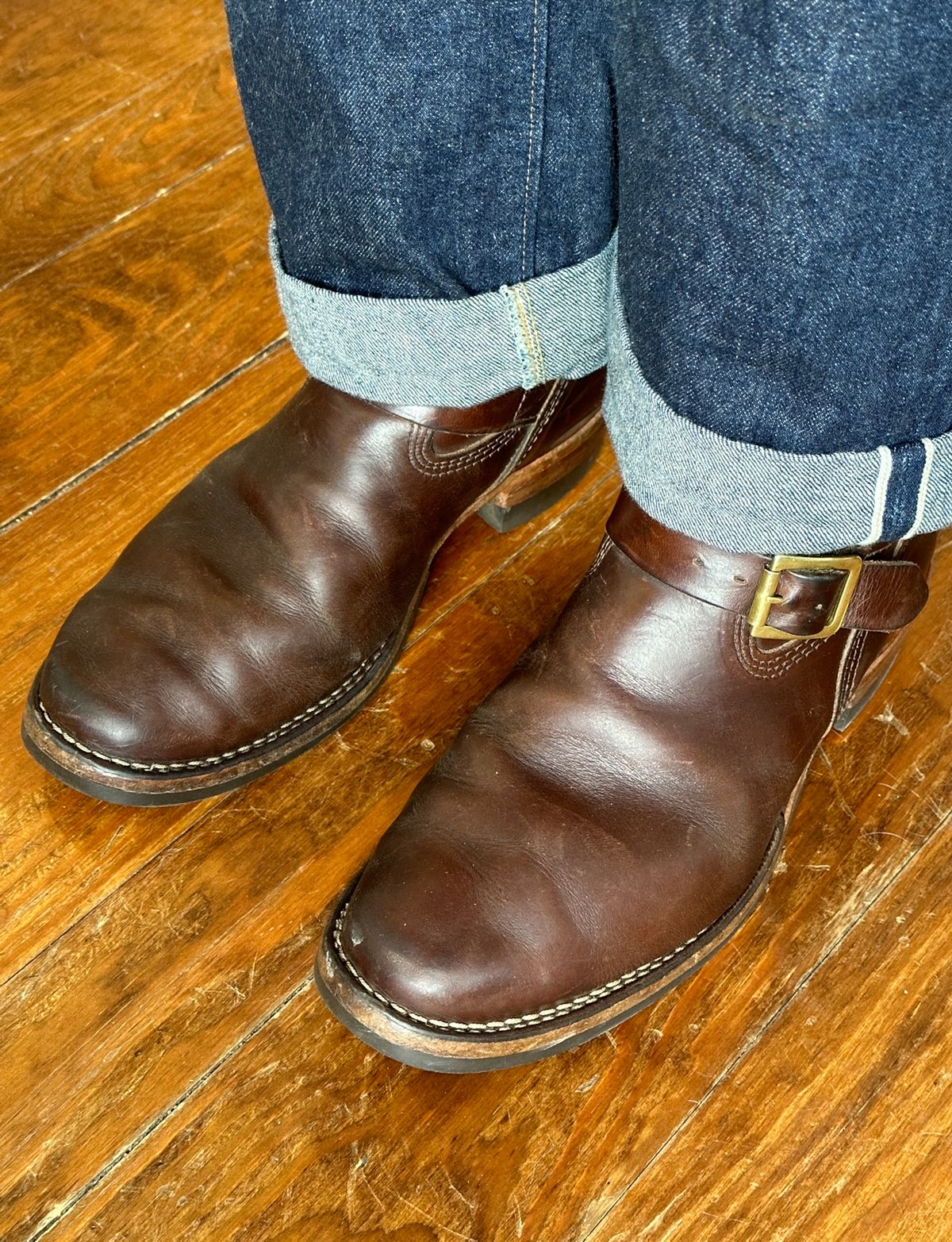 Photo by WSS2023 on April 9, 2023 of the Wesco Mister Lou in Horween Brown Chromexcel.