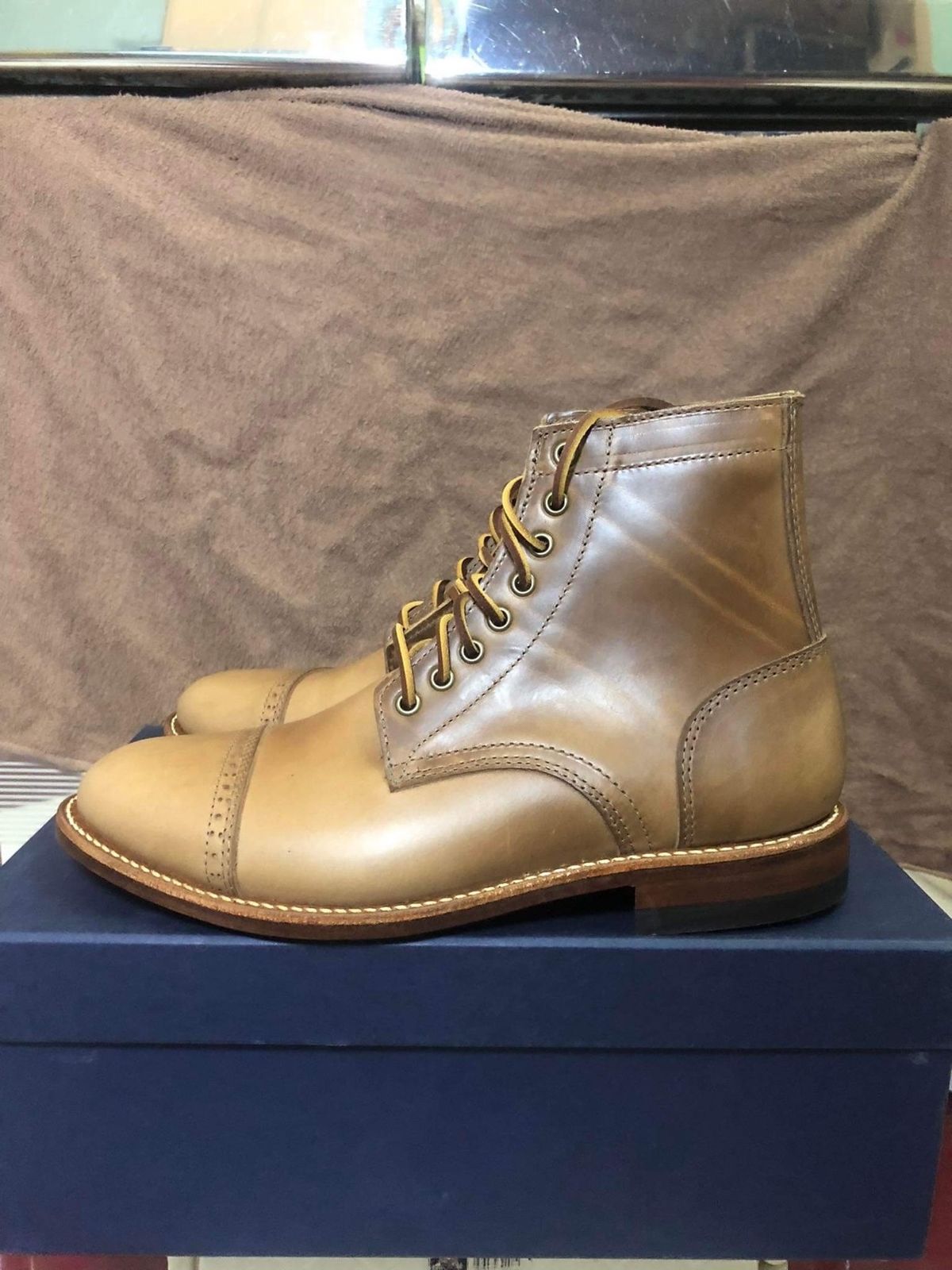 Photo by mrflame on November 4, 2022 of the Oak Street Bootmakers Trench Boot in Horween Natural Chromexcel.