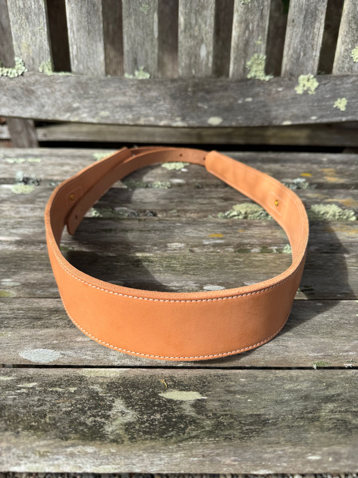 Photo by ChrisBurns670 on November 2, 2025 of the Ship John Blake Guitar Strap in Natural Vegetable Tanned.