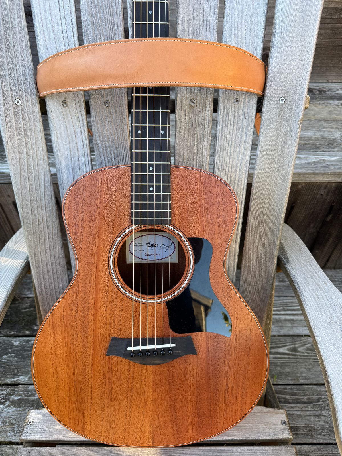 Photo by ChrisBurns670 on December 5, 2025 of the Ship John Blake Guitar Strap in Natural Vegetable Tanned.