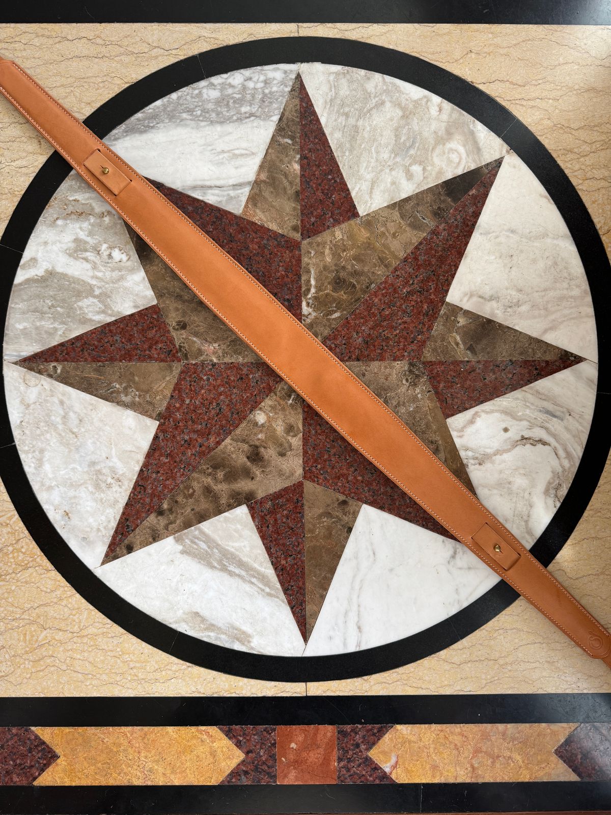 Photo by ChrisBurns670 on January 2, 2026 of the Ship John Blake Guitar Strap in Natural Vegetable Tanned.