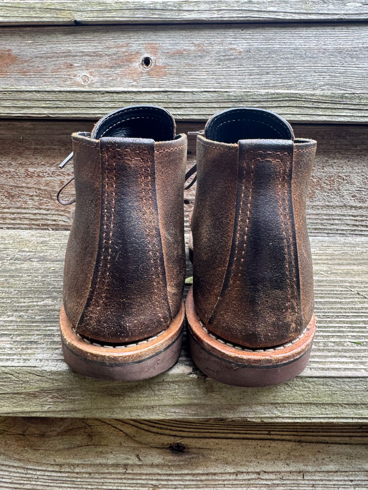 Photo by ChrisBurns670 on November 2, 2025 of the Wesco x Ship John Drake Chukka in Brown Waxed Cowhide.