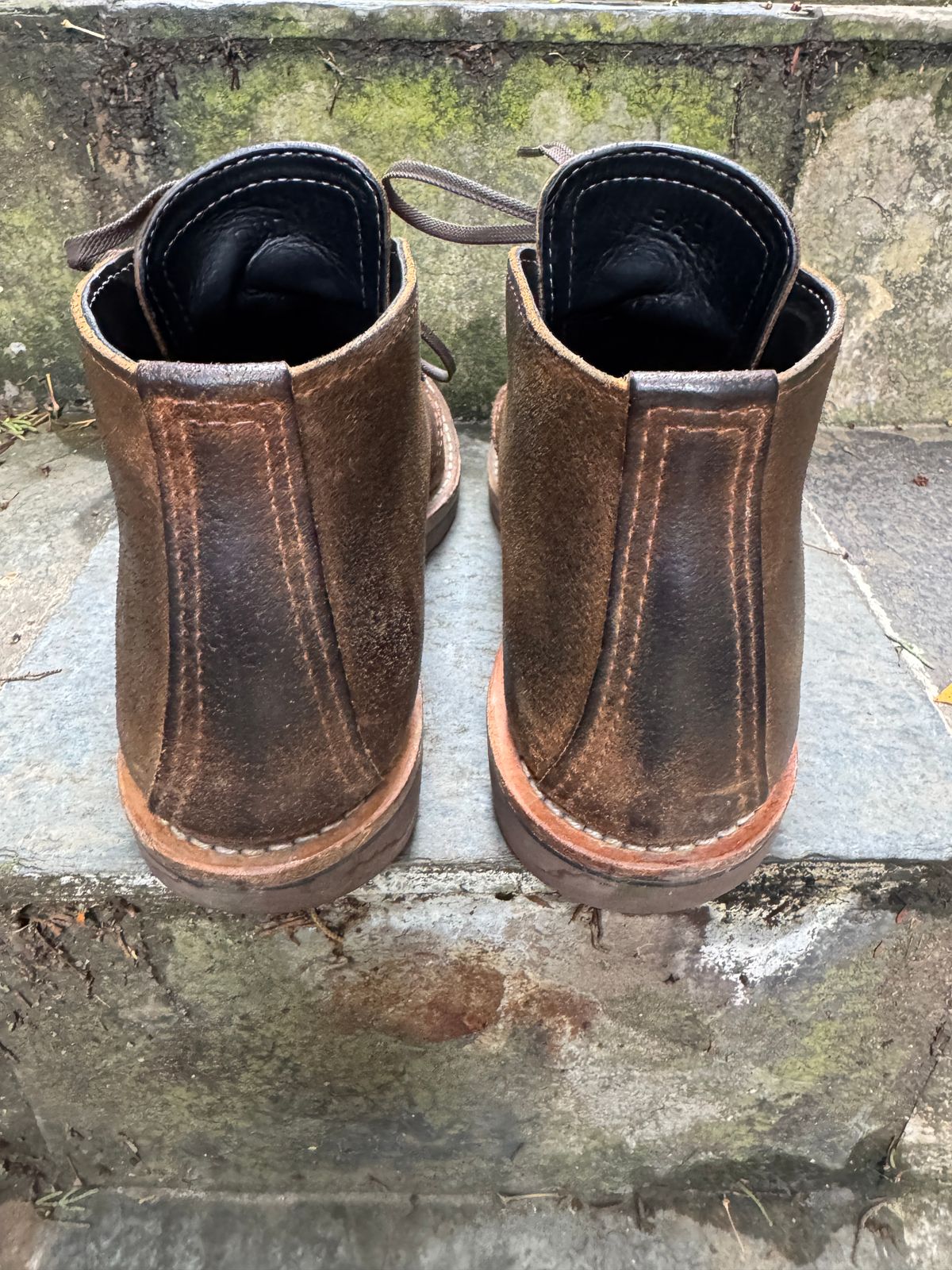 Photo by ChrisBurns670 on January 2, 2026 of the Wesco x Ship John Drake Chukka in Brown Waxed Cowhide.