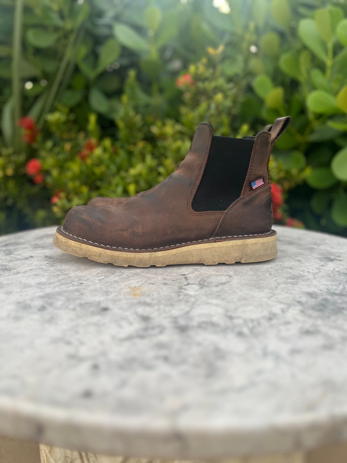 Photo by christian.twoey on April 4, 2025 of the Danner Bull Run Chelsea in Brown Full Grain.
