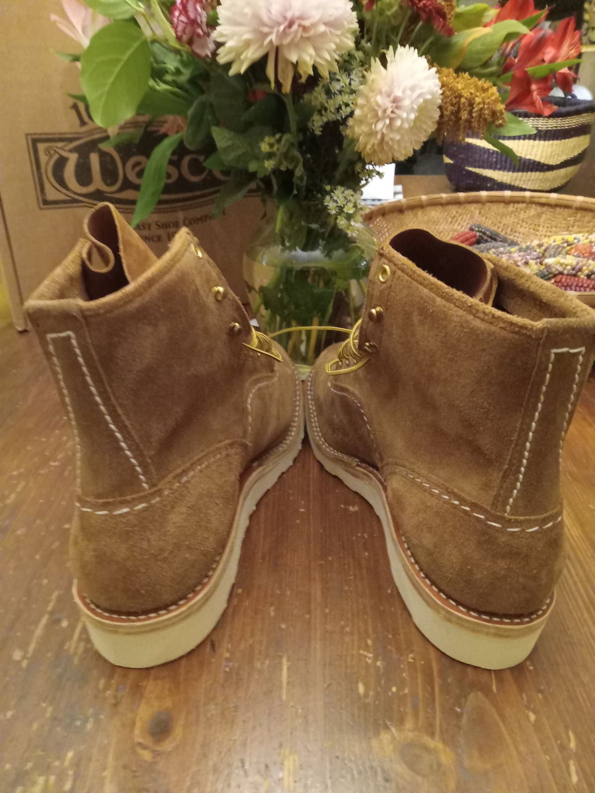 Photo by peanutbutter on October 5, 2023 of the Wesco Jobmaster in Seidel British Tan Domain Roughout.