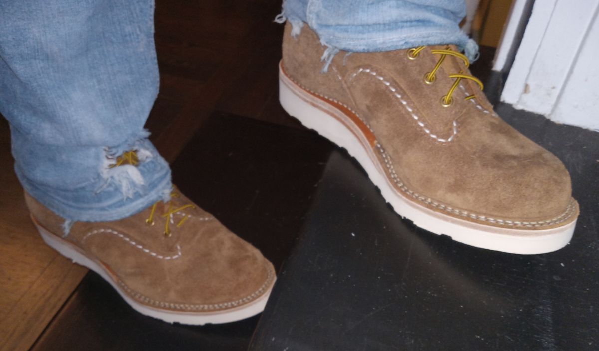 Photo by peanutbutter on November 2, 2023 of the Wesco Jobmaster in Seidel British Tan Domain Roughout.