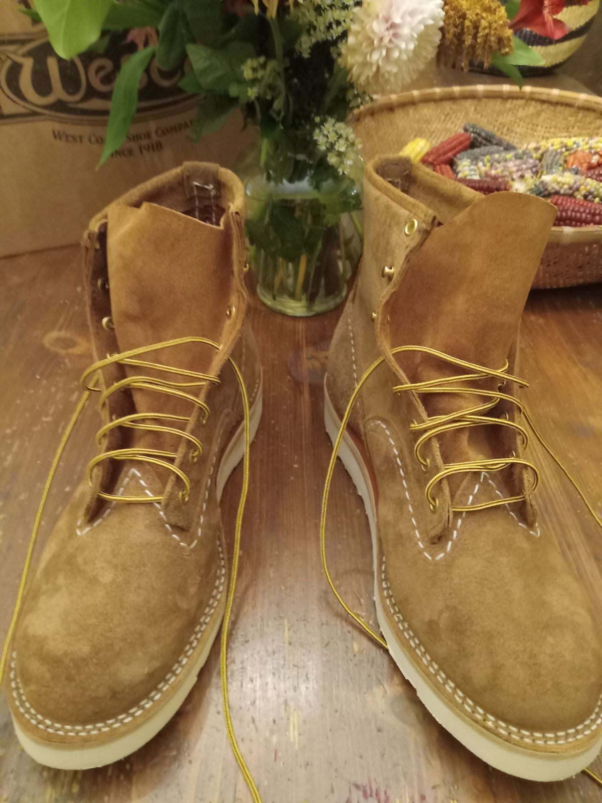 Photo by peanutbutter on November 2, 2023 of the Wesco Jobmaster in Seidel British Tan Domain Roughout.