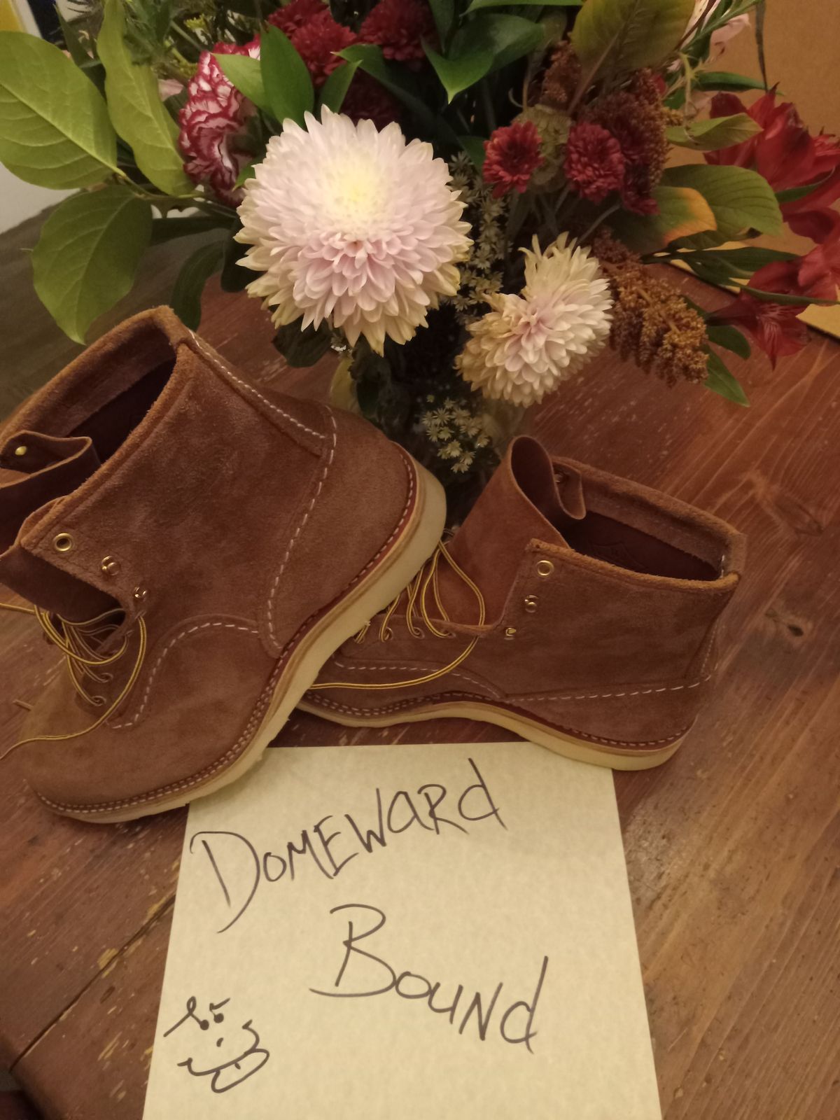 Photo by peanutbutter on November 2, 2023 of the Wesco Jobmaster in Seidel British Tan Domain Roughout.