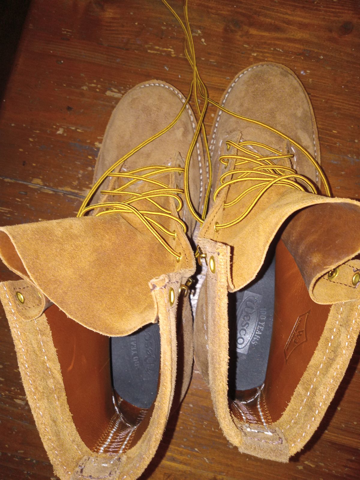 Photo by peanutbutter on November 2, 2023 of the Wesco Jobmaster in Seidel British Tan Domain Roughout.