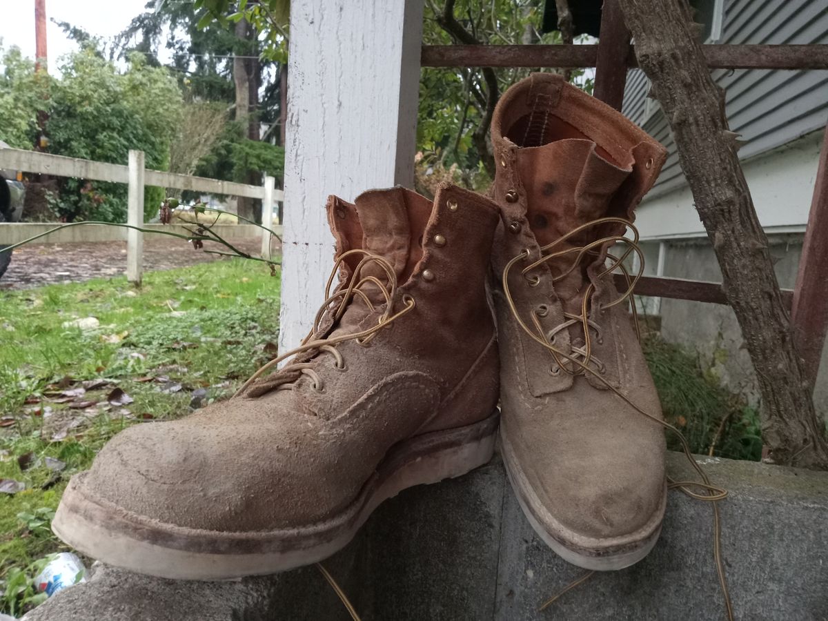 Photo by peanutbutter on December 6, 2023 of the Wesco Jobmaster in Seidel British Tan Domain Roughout.