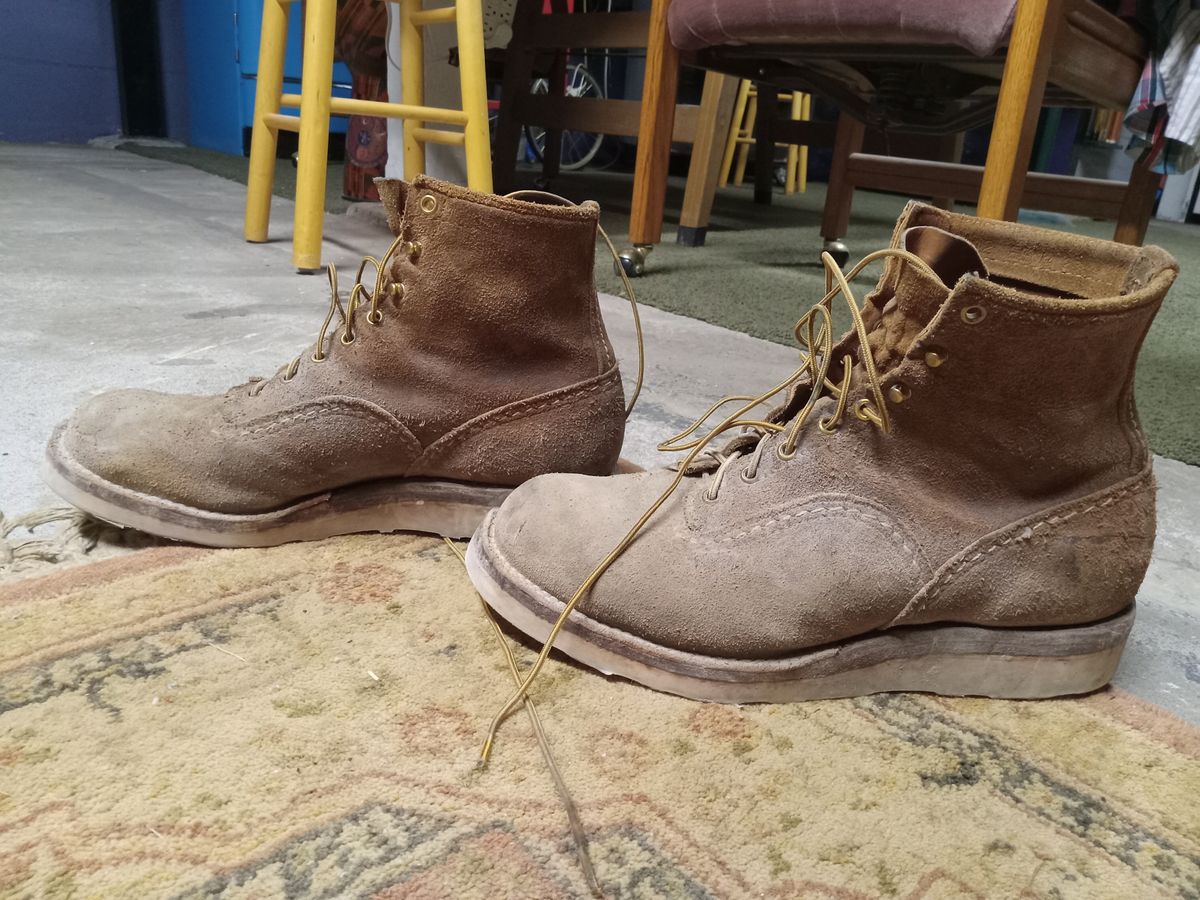 Photo by peanutbutter on December 6, 2023 of the Wesco Jobmaster in Seidel British Tan Domain Roughout.