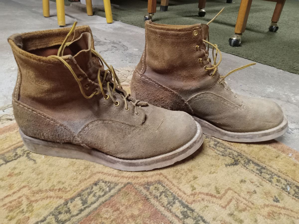 Photo by peanutbutter on December 6, 2023 of the Wesco Jobmaster in Seidel British Tan Domain Roughout.