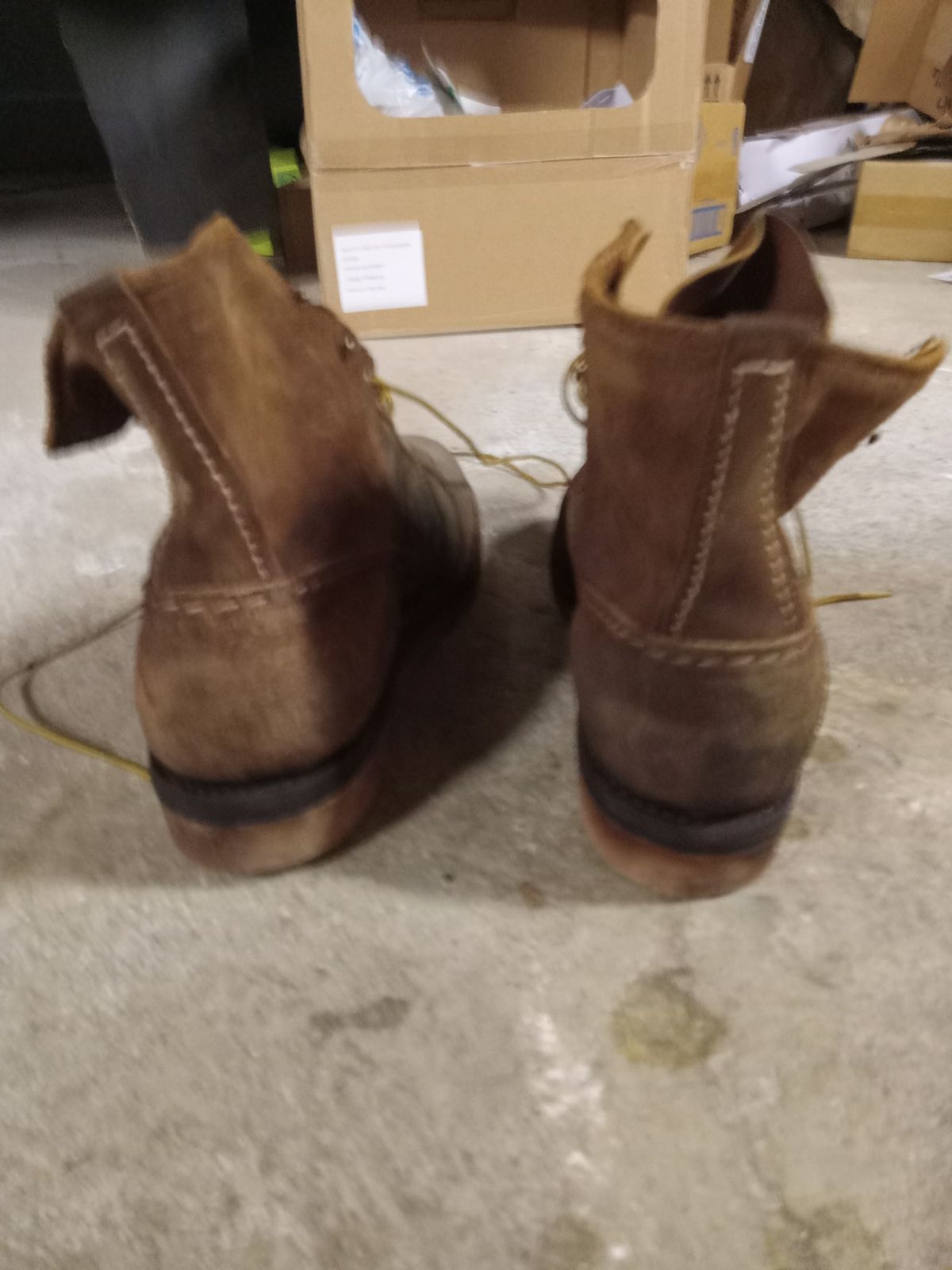Photo by peanutbutter on January 3, 2024 of the Wesco Jobmaster in Seidel British Tan Domain Roughout.