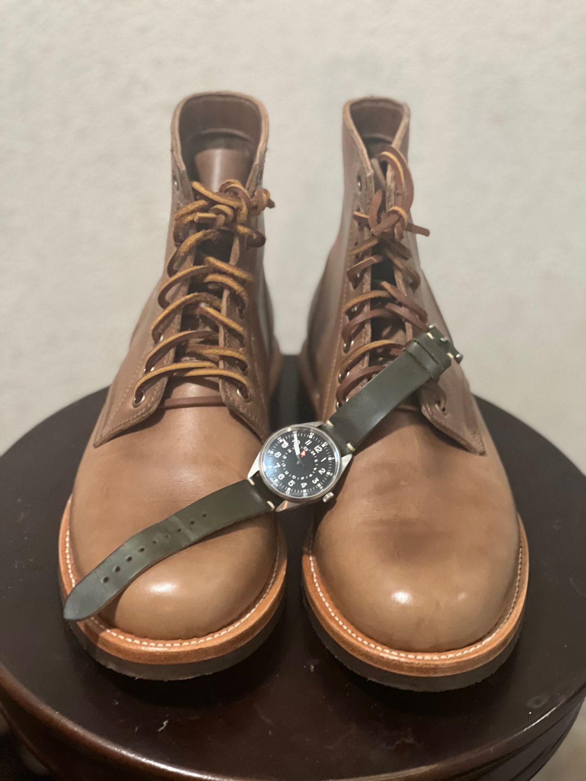 Photo by semperfi9119 on October 6, 2023 of the Oak Street Bootmakers Trench Boot in Horween Natural Chromexcel.