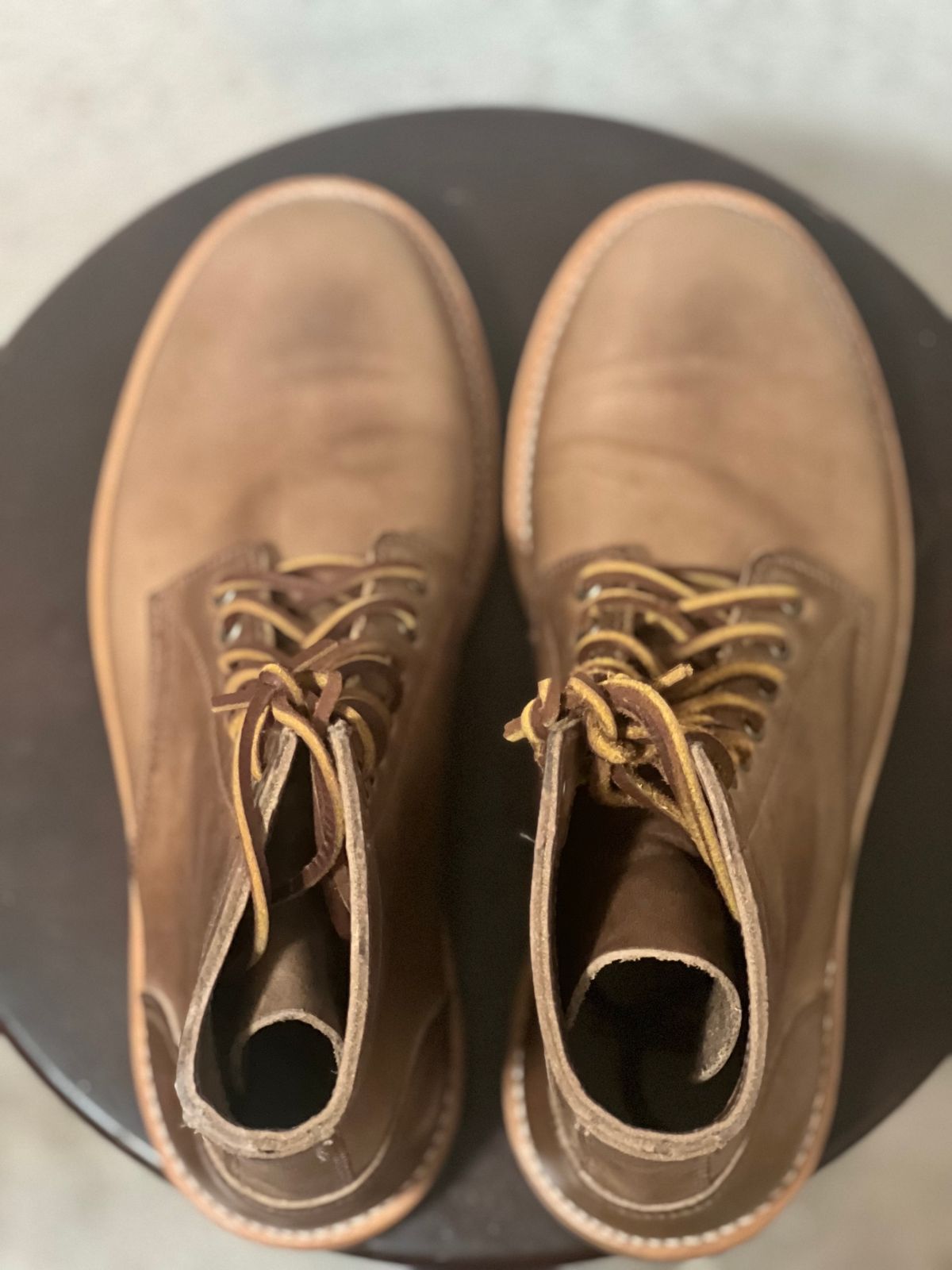 Photo by semperfi9119 on October 6, 2023 of the Oak Street Bootmakers Trench Boot in Horween Natural Chromexcel.