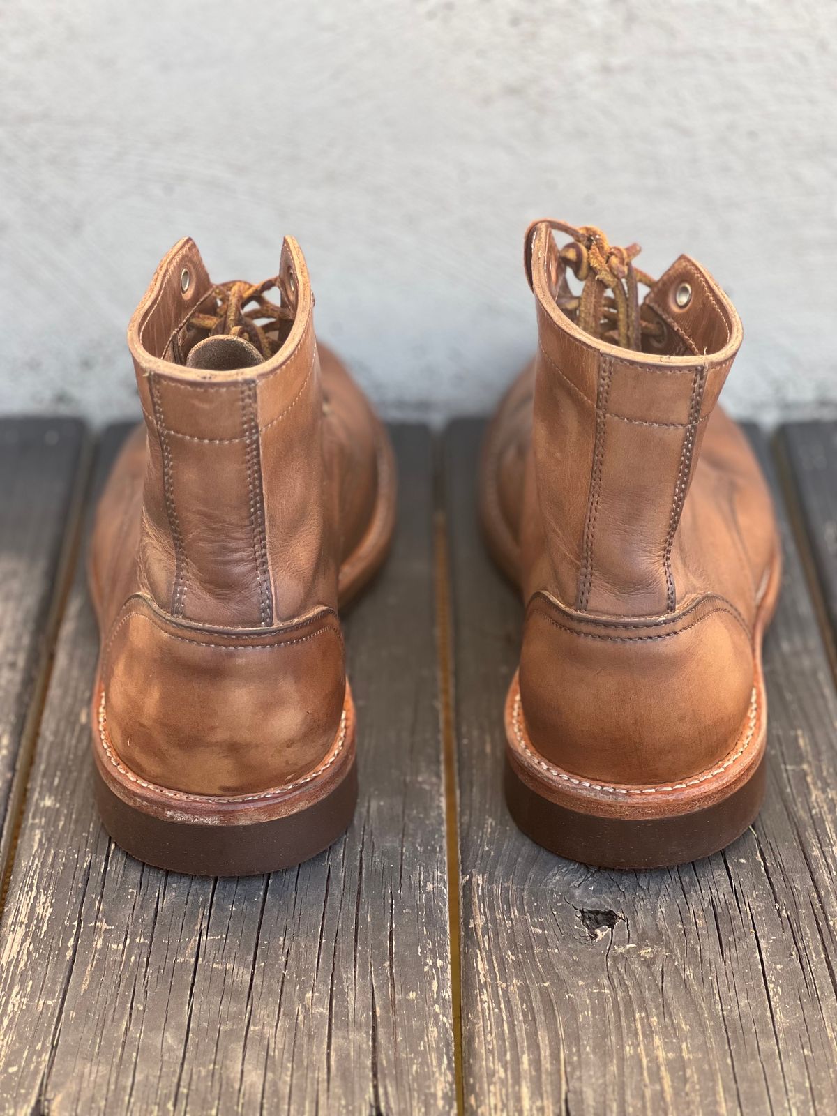 Photo by semperfi9119 on November 6, 2023 of the Oak Street Bootmakers Trench Boot in Horween Natural Chromexcel.