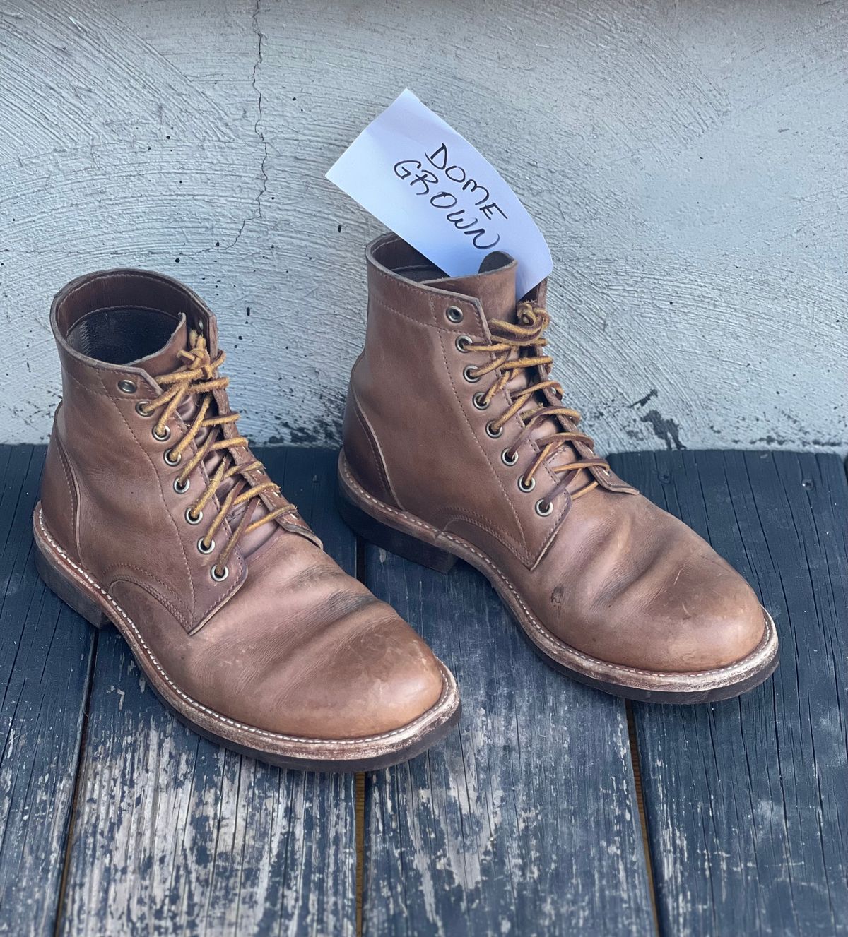 Photo by semperfi9119 on November 6, 2023 of the Oak Street Bootmakers Trench Boot in Horween Natural Chromexcel.