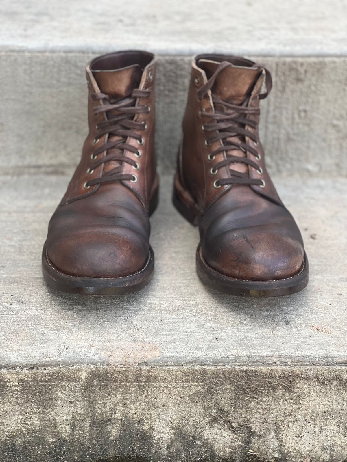 Photo by semperfi9119 on January 3, 2024 of the Oak Street Bootmakers Trench Boot in Horween Natural Chromexcel.