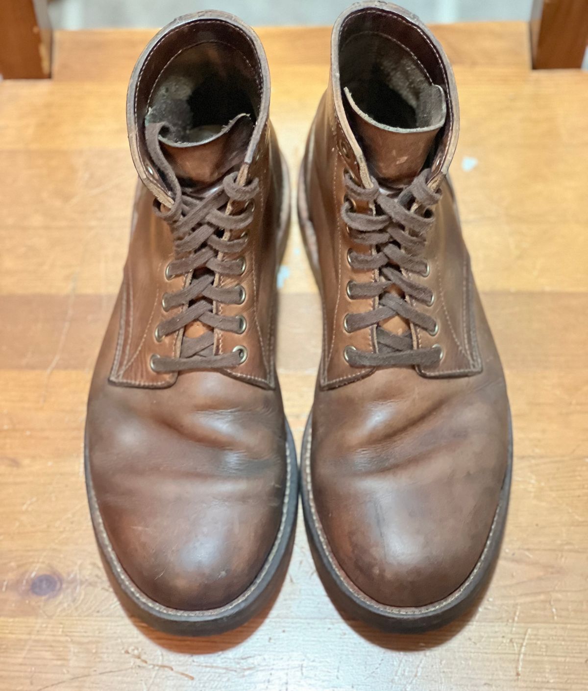 Photo by semperfi9119 on February 5, 2024 of the Oak Street Bootmakers Trench Boot in Horween Natural Chromexcel.