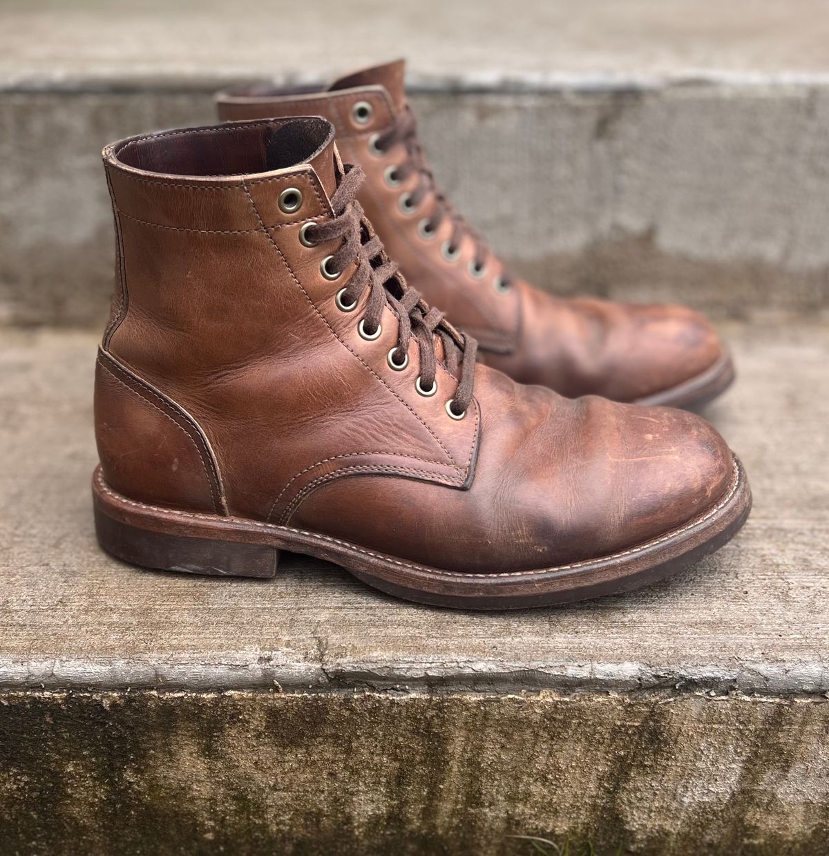 Photo by semperfi9119 on April 4, 2024 of the Oak Street Bootmakers Trench Boot in Horween Natural Chromexcel.