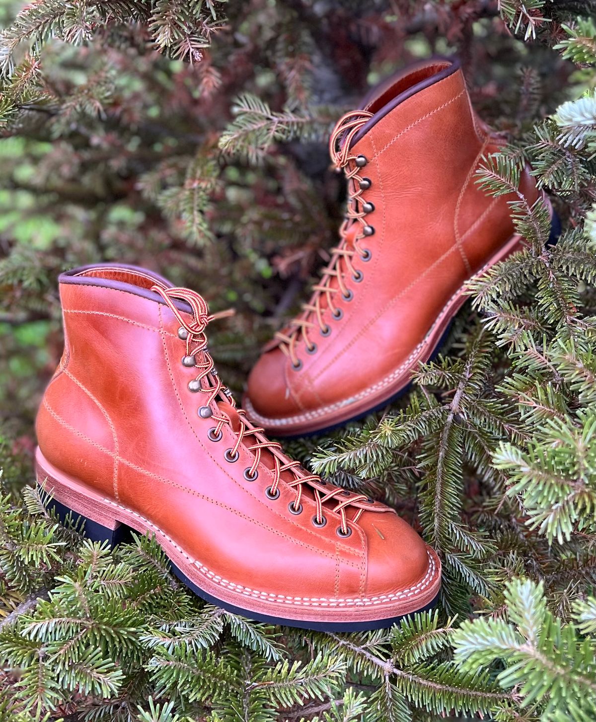 Photo by semperfi9119 on October 1, 2022 of the Hidalgo Boots Monkey Boot in Indonesian Java Brown Pull Up.