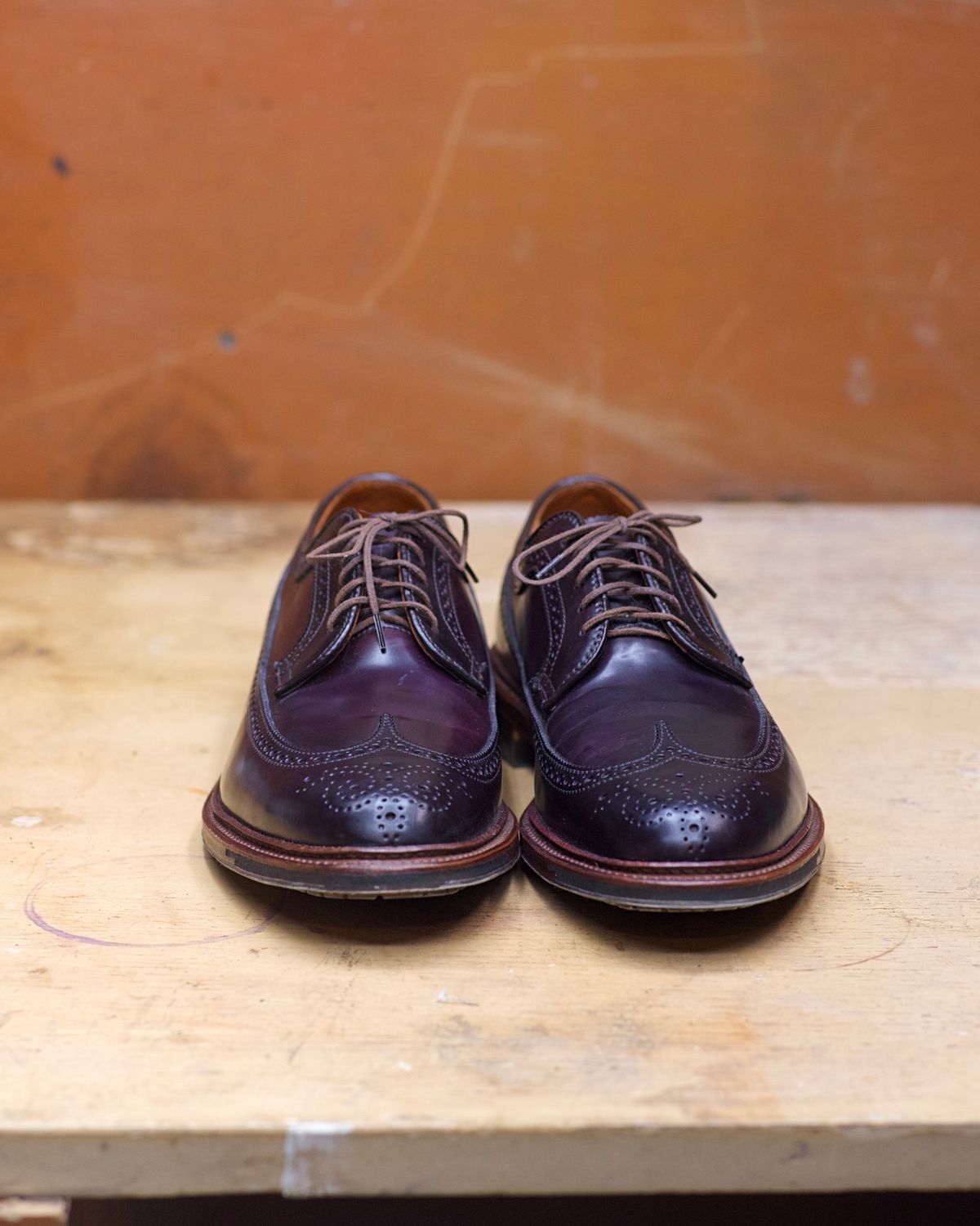 Photo by dontshineyourshoes on October 1, 2022 of the Alden Long Wing Blucher in Horween Color 8 Shell Cordovan.