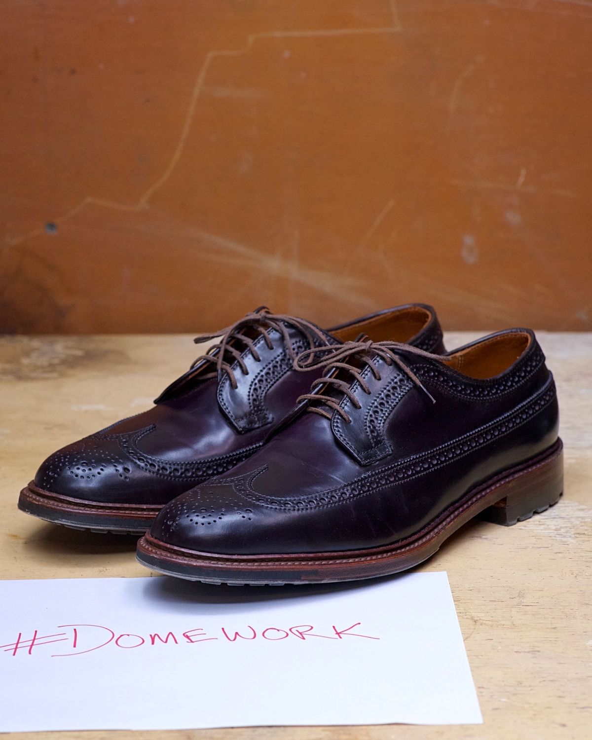 Photo by dontshineyourshoes on October 1, 2022 of the Alden Long Wing Blucher in Horween Color 8 Shell Cordovan.