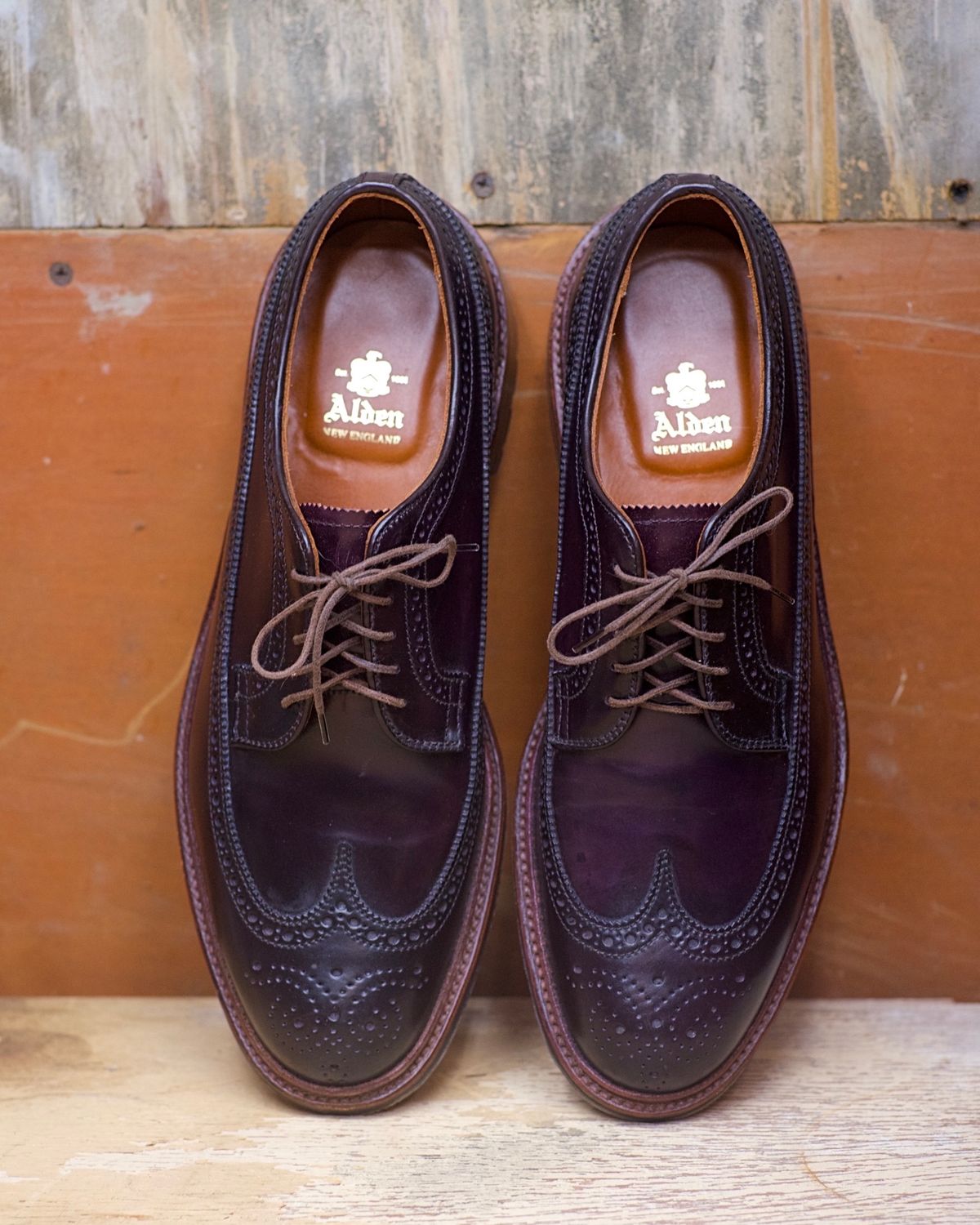 Photo by dontshineyourshoes on October 1, 2022 of the Alden Long Wing Blucher in Horween Color 8 Shell Cordovan.