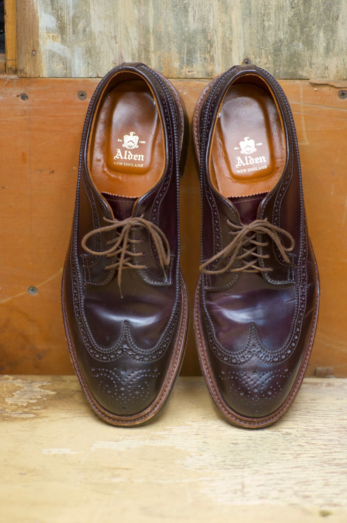 Photo by dontshineyourshoes on November 5, 2022 of the Alden Long Wing Blucher in Horween Color 8 Shell Cordovan.