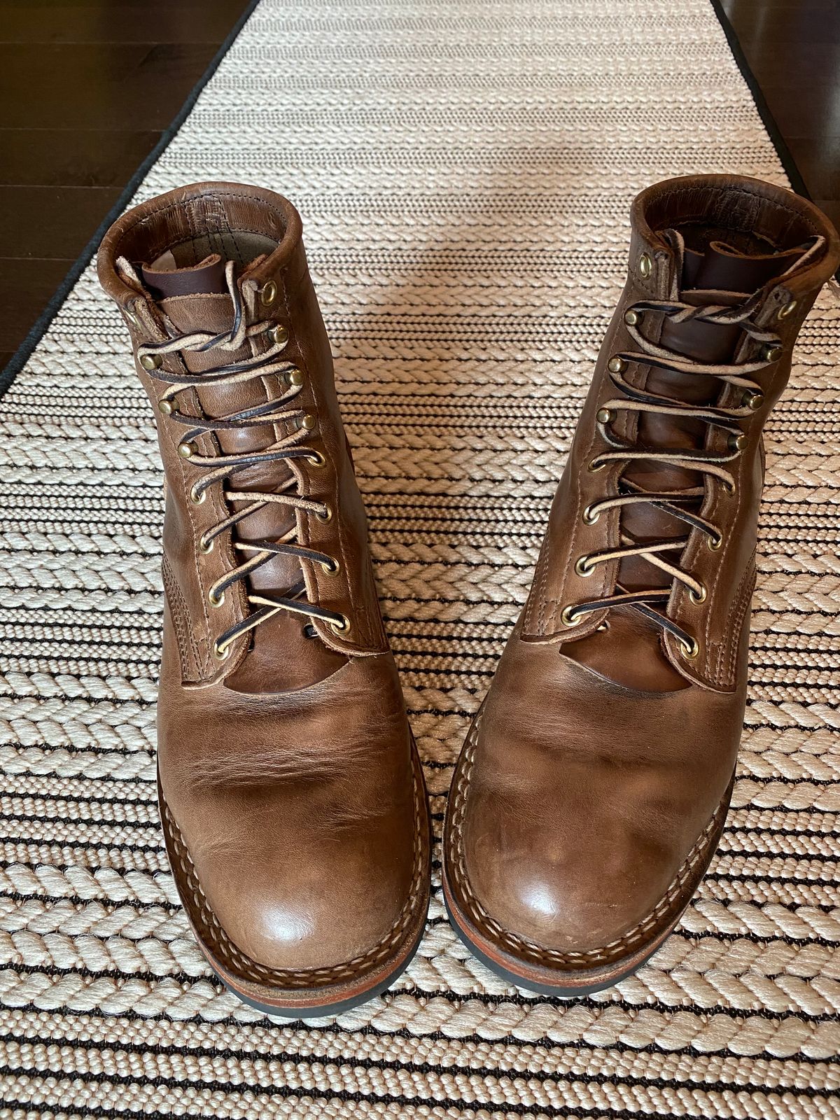 Photo by Gohilboots on November 5, 2023 of the Nicks MTO in Horween Natural Chromexcel.