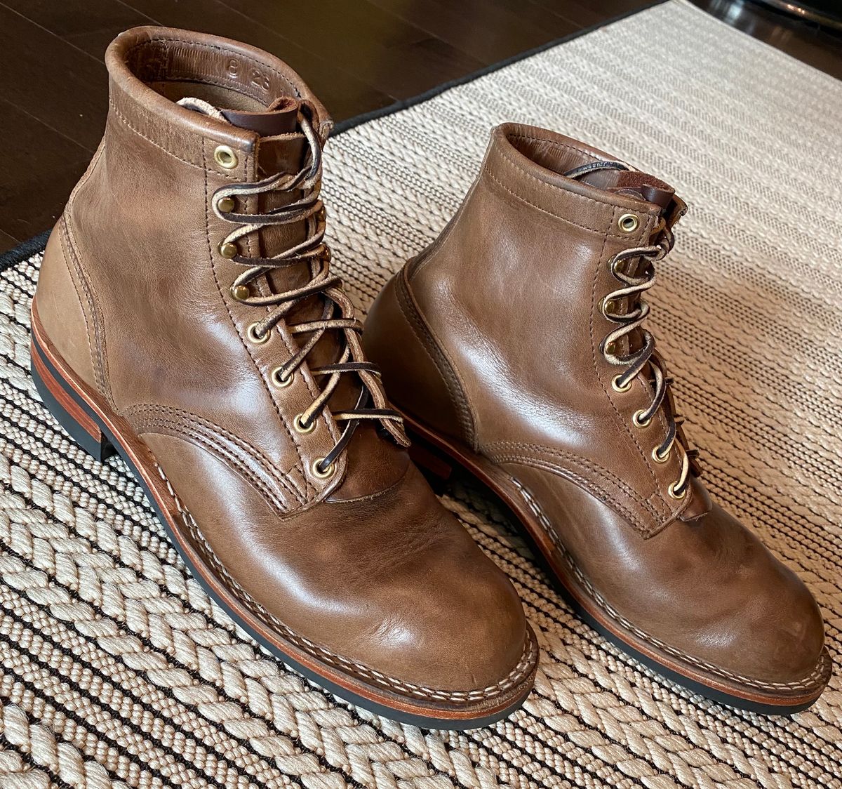 Photo by Gohilboots on November 5, 2023 of the Nicks MTO in Horween Natural Chromexcel.