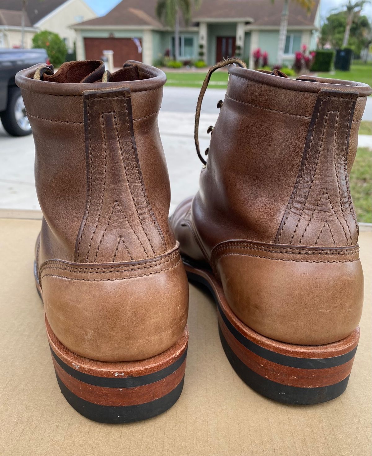 Photo by Gohilboots on January 5, 2024 of the Nicks MTO in Horween Natural Chromexcel.