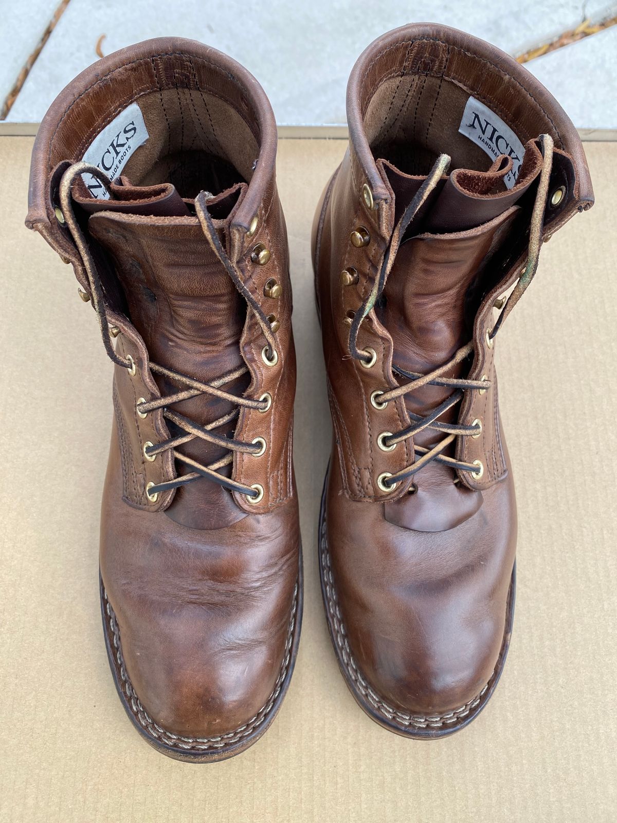 Photo by Gohilboots on January 5, 2024 of the Nicks MTO in Horween Natural Chromexcel.